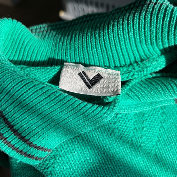 Teal and Black Patterned Collared Sweater - Picture 8 of 9